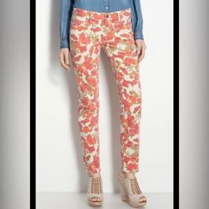 PAIGE Skyline Ankle Peg Jeans Floral Print Size 28 Skinny Mid Rise USA Made